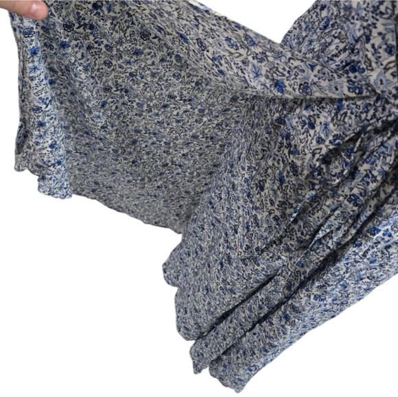Loft Floral Blue White Midi Jungle Jacquard Wrap Midi Dress Size 6 Small New - Picture 7 of 11